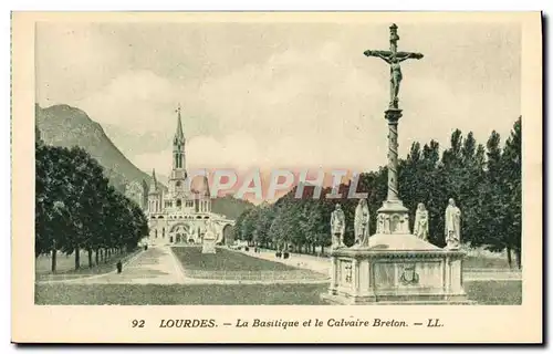 Cartes postales Lourdes La Basilique et le Calvaire Breton