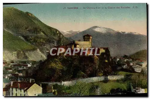 Cartes postales Lourdes Le chateau fort et la chaine des Pyrenees