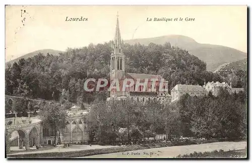 Cartes postales Lourdes La Basilique et le Gave