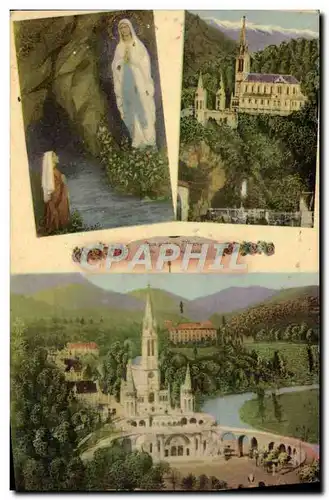 Cartes postales Lourdes La basilique et l&#39apparition