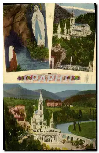 Cartes postales Lourdes La Basilique et l&#39apparition