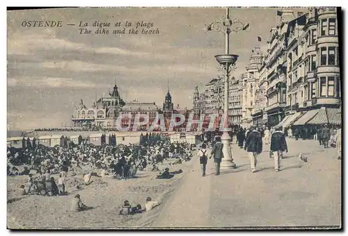 Cartes postales Ostende La Digue Et La Plage The Dike And The Beach