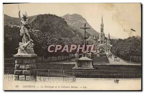 Cartes postales Lourdes La Basilique Et Le Calvaire Breton