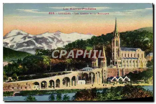 Cartes postales Lourdes Les Rampes et la basilique