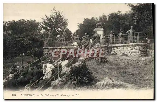 Ansichtskarte AK Lourdes Le Calvaire 1ere station