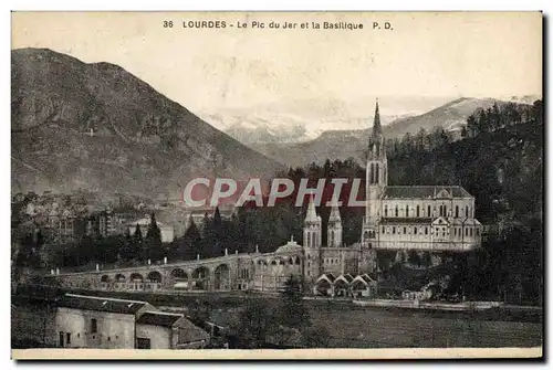 Cartes postales Lourdes Le Pic Du Jer Et La Basilique