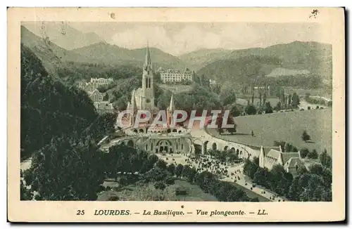 Cartes postales Lourdes La Basilique Vue Plongeante