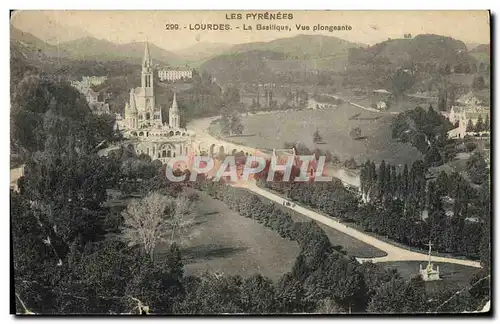 Cartes postales Lourdes La Basilique Vue Plongeante