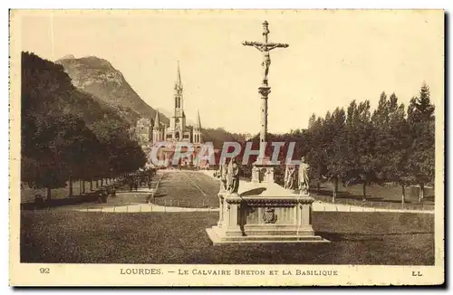 Ansichtskarte AK Lourdes Le Calvaire Breton Et La Basilique