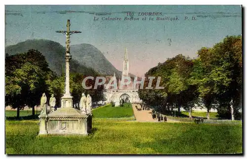 Ansichtskarte AK Lourdes Le Calvaire Breton Et La Basilique