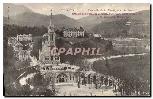 Cartes postales Lourdes Ensemble de La Basilique et du rosaire