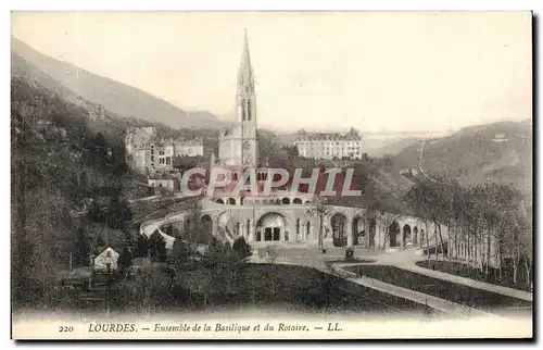 Cartes postales Lourdes Ensemble De La Basilique Et Du Rosaire