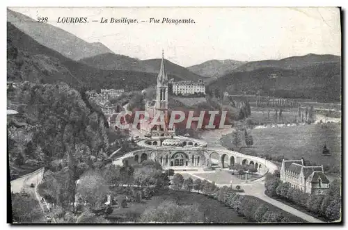 Cartes postales Lourdes La Basilique Vue Plongeante