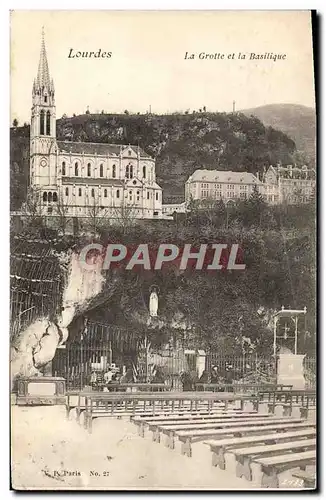 Cartes postales Lourdes La Grotte Et La Basilique