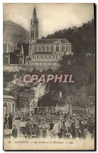 Cartes postales Lourdes La Grotte Et La Basilique