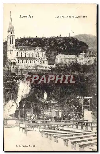 Cartes postales Lourdes La Grotte Et La Basilique