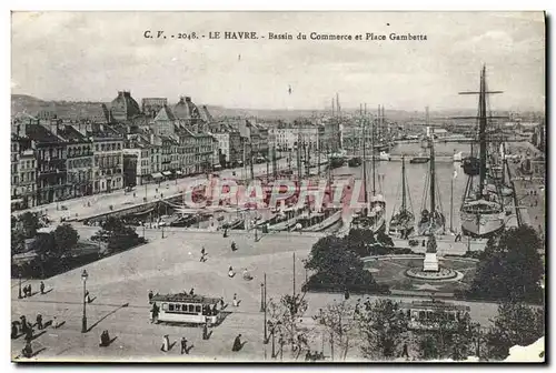 Cartes postales Le Havre Bassin Du Commerce Et Place Gambetta Bateaux