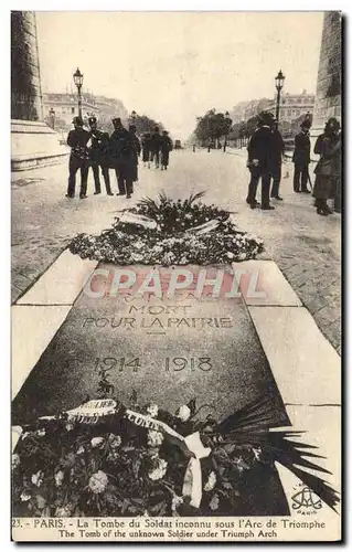 Cartes postales Paris La Tombe Du Soldat Arc De Triomphe Militaria