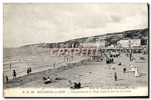 Cartes postales Boulogne Sur Mer Vue Generale De La Plage Jusque Au Fort De la Creche