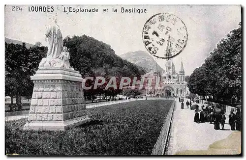 Cartes postales Lourdes L&#39Esplanade Et La Basilique