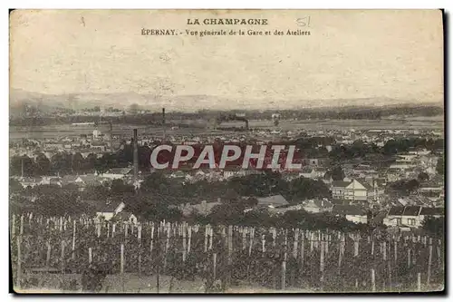 Cartes postales Epernay Vue Generale De La Gare Et Des Ateliers