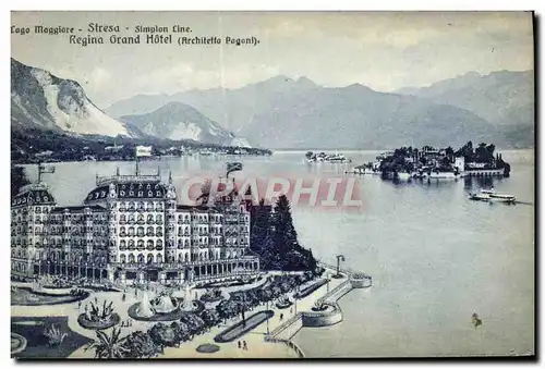 Cartes postales Lago Moggiore Stresa Simolon Line Regina Grand Hotel