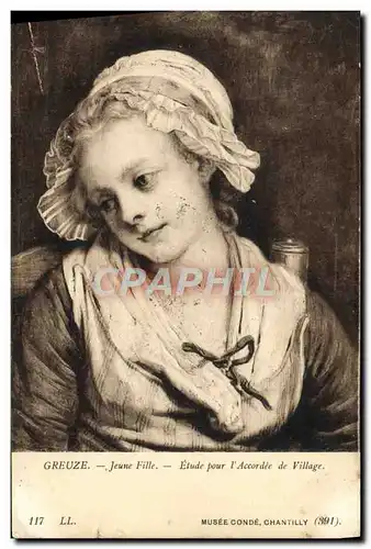 Ansichtskarte AK Greuze Jeune Fille Etude pour l&#39accordee du village Musee Conde Chantilly