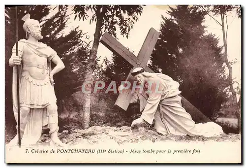 Ansichtskarte AK Calvaire de Pontchateau Jesus tombe pour la premiere fois