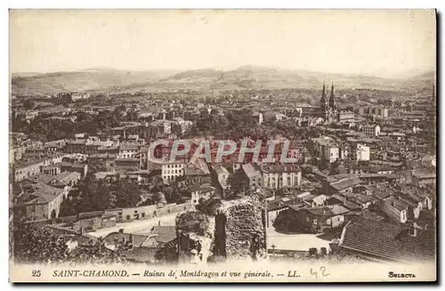 Cartes postales Saint Chamond Ruines de Montdragon et vue generale