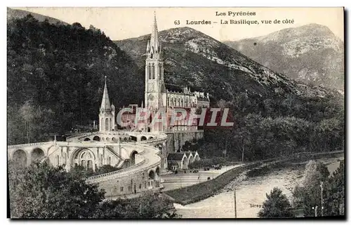 Cartes postales Lourdes La Basilique vue de cote