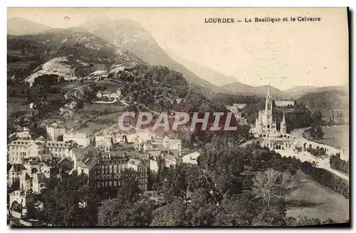 Ansichtskarte AK Lourdes La Basilique et le Calvaire