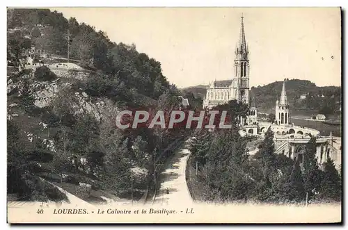 Ansichtskarte AK Lourdes Le Calvaire et la Basilique