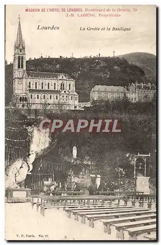 Cartes postales Lourdes La Grotte et la Basilique