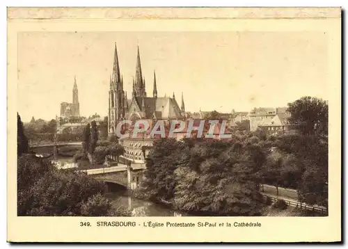 VINTAGE POSTCARD Strasbourg the Protestant Church St Paul and the Cathedral�