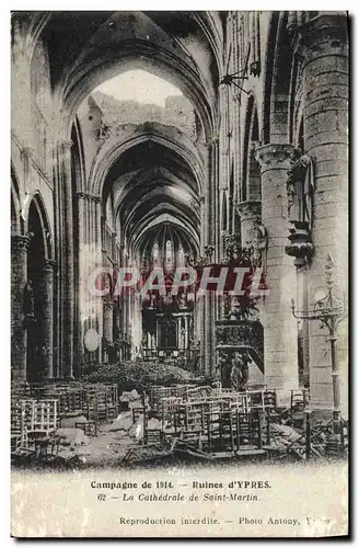 Cartes postales Ruines d&#39Ypres La cathedrale de Saint Martin