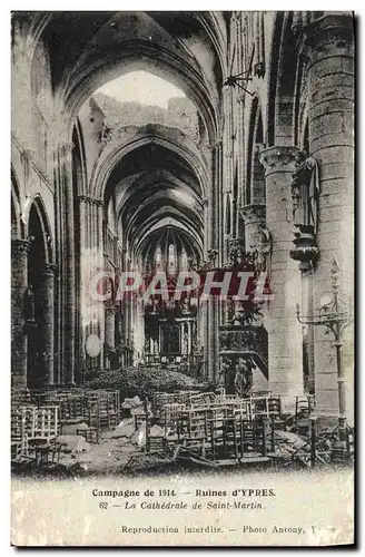 Cartes postales Ruines d'Ypres La cathedrale de Saint Martin