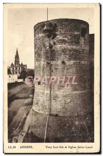 Cartes postales Angers Tour Sud Est et Eglise Saint Laud