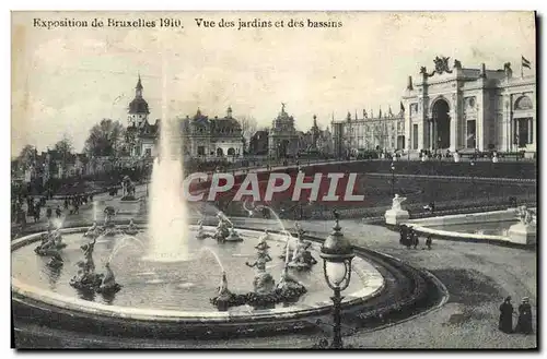 Ansichtskarte AK Bruxelles Exposition de 1910 Vue Des Jardins et des Bassins