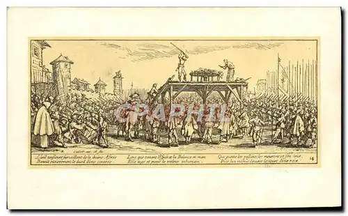 Cartes postales Jacques Callot Les grandes miseres de la guerre supplice de la roue Torture