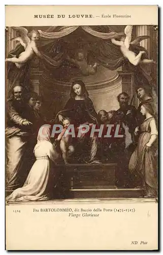 Cartes postales Musee Du Louvre Ecole Florentine Fra Bartolommeo Baccio della Porta Vierge glorieuse