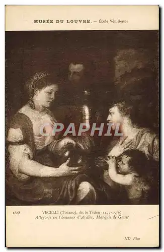 Cartes postales Musee Du Louvre Ecole Venitienne Vecelli Le Titien Allegorie en l&#39honneur d&#39Avalos Marquis
