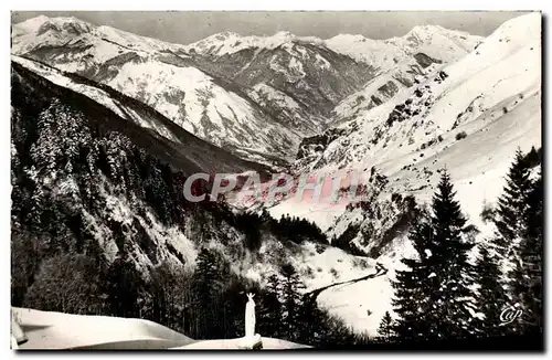 Moderne Karte Gourette en hiver Vue vers la Vallee