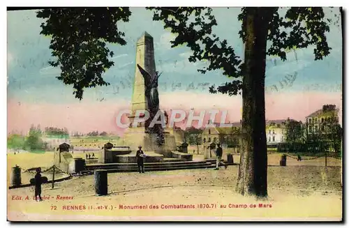 Cartes postales Rennes Monument des Combattants au Champ de Mars