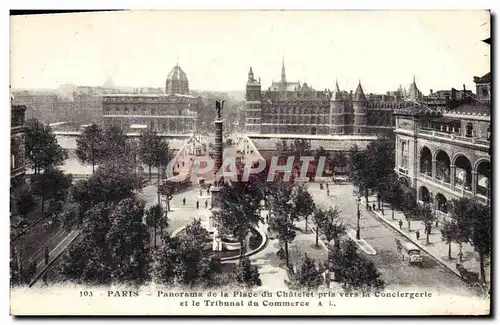 Ansichtskarte AK Paris Panorama de la Place du Chatelet pris vers la Conciergerie et le Tribunal de Commerce