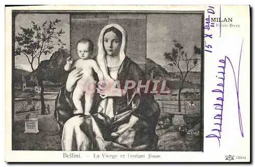 Cartes postales Milan Palais Brera Bellini La Vierge et l&#39enfant Jesus