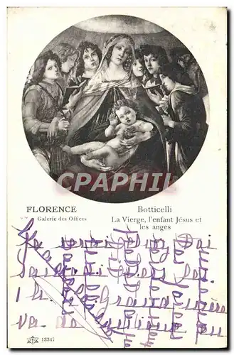 Cartes postales Florence Botticelli La Vierge L&#39Enfant Jesus et les anges