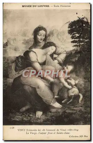 Ansichtskarte AK Musee du Louvre Ecole Florentine Vinci Leonard de Vinci La Vierge l&#39enfant Jesus et Sainte An