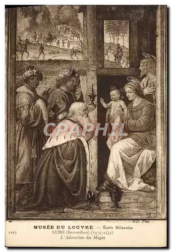 Cartes postales Musee du Louvre Ecole Milansaise Luini L&#39adoration des Mages