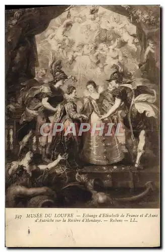 Cartes postales Musee du Louvre Echange d&#39Elisabeth de France et d&#39Anne d&#39Autriche sur le riviere d&#39