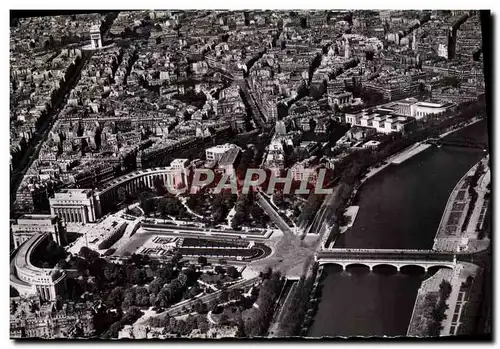 Cartes postales moderne Paris Vue aerienne La Seine Le Palais de Chaillot et l&#39Arc de TRiomphe